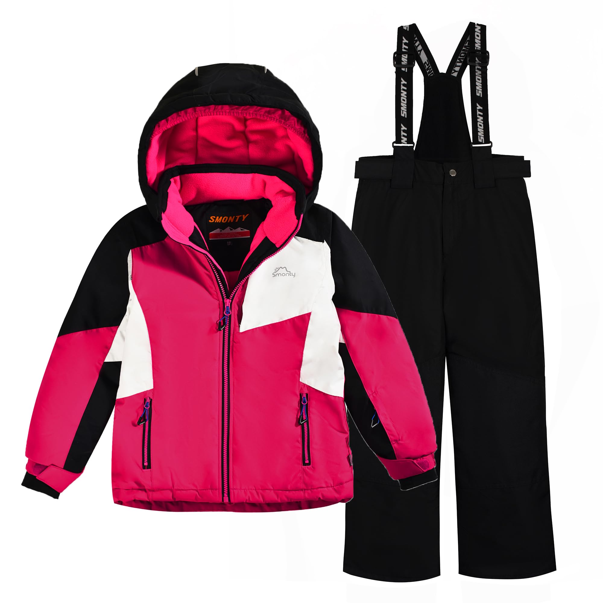 SMONTY Conjunto de Esquí niñas chaqueta y pantalones de esquí de invierno correas con capucha A prueba de viento Impermeable