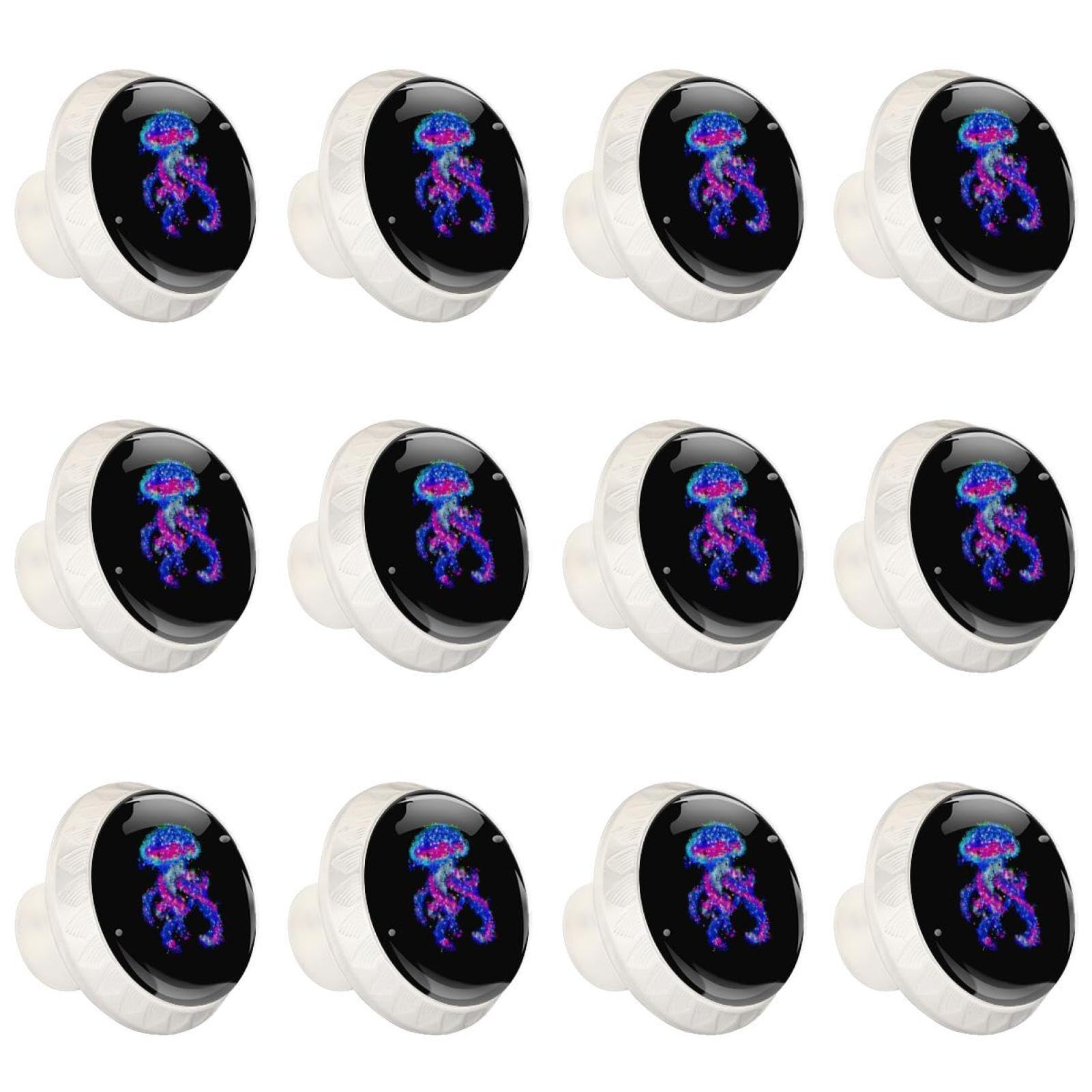 Boutons de tiroir en verre Jellyfish transparents pour meubles lot de 12