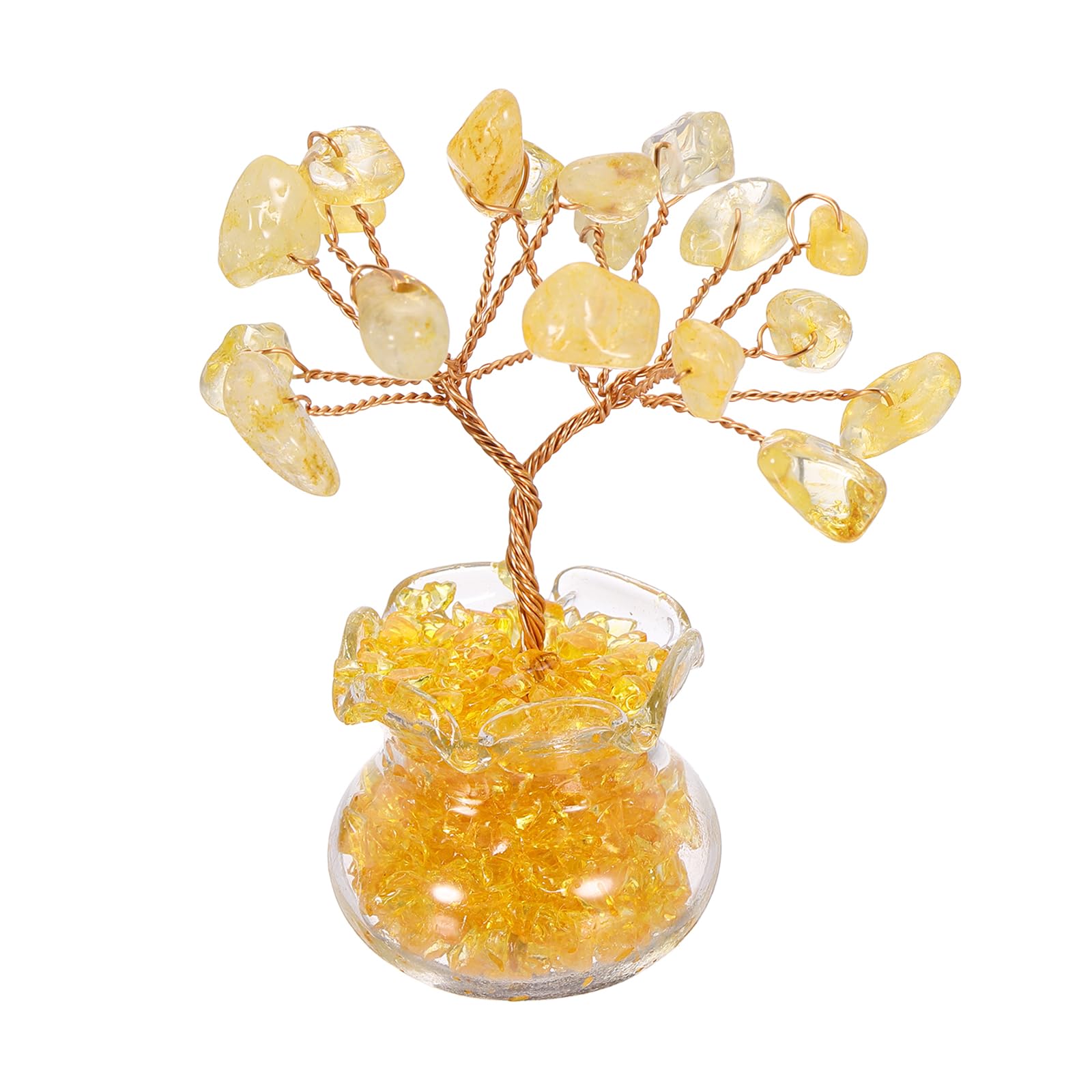 Árbol de los 7 chakras de citrino natural MECCANIXITY con base de pecera mini