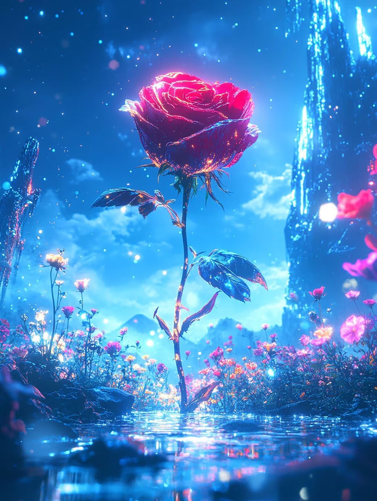 Dipingere con i Numeri Rosa, Paint by Numbers Adulti Fiore, Fai da te Creativi Adulti Quadri da Dipingere Numerati Kit per Decorazione Della Parete di Casa, Regalo 100x135 cm Senza Cornice VK-I