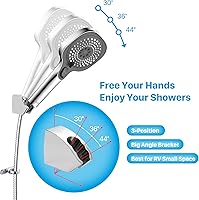 Vista 5 de Cabezal de ducha para RV con manguera e interruptor de encendido y apagado, cabezal de ducha de 3 chorros para cámper que ahorra agua y de alta