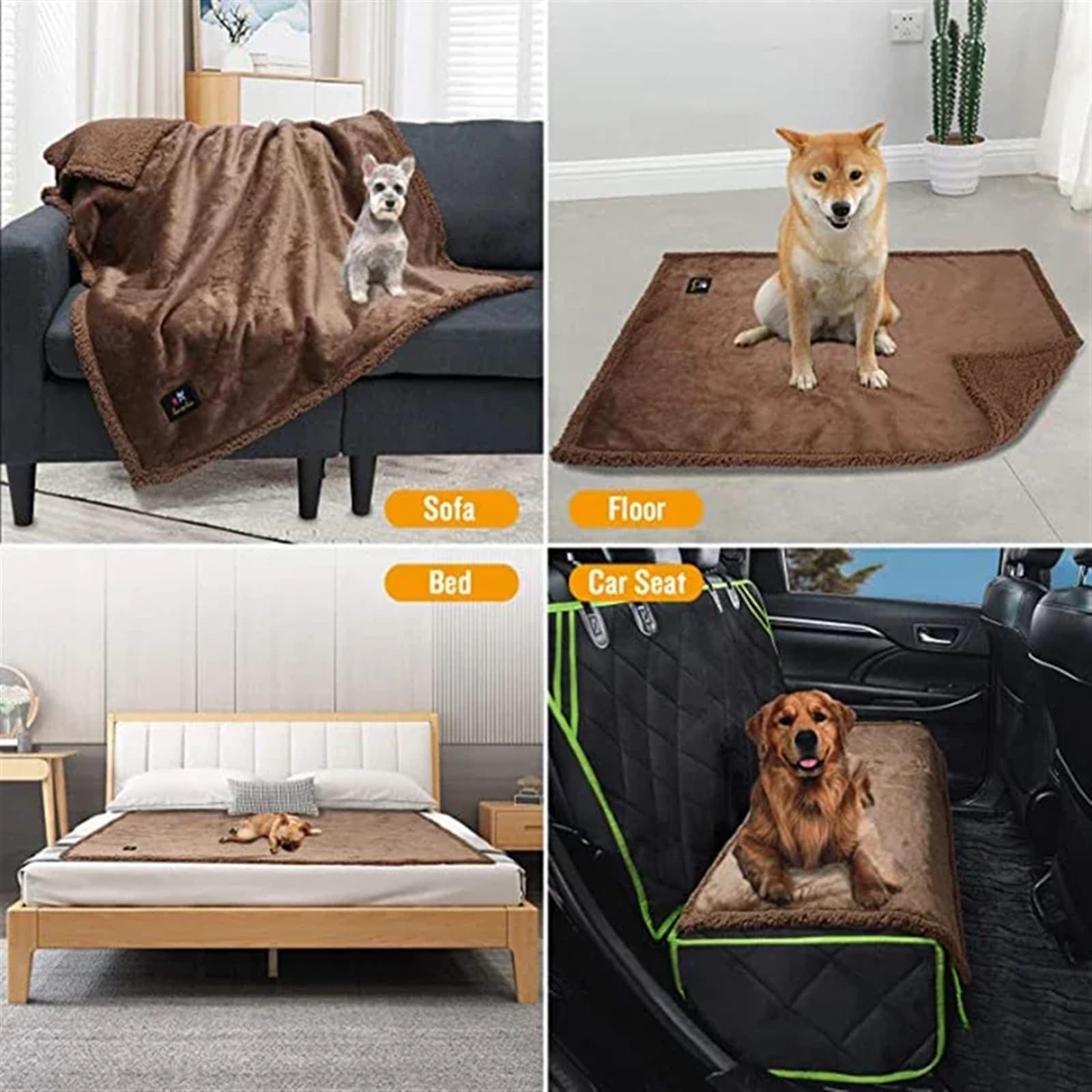 Manta impermeable for mascotas, a prueba de orina líquida, manta for perros, for sofá cama, sofá, gato, funda protectora reversible de forro polar Sherpa for muebles para sofá, coche, cama(BLACK,L (14