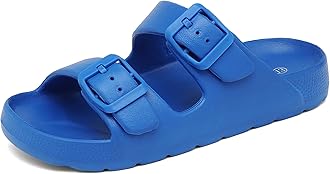 INMINPIN Boys Girls Double Buckle Slide Sandals Comfort Beach Pool Shower Slippers Adjustable Indoor Outdoor Little Kid/Big Kid