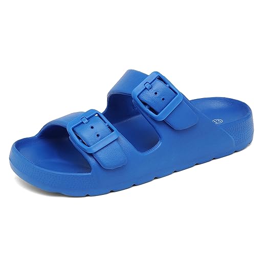 INMINPIN Boys Girls Double Buckle Slide Sandals Comfort Beach Pool Shower Slippers Adjustable Indoor Outdoor Little Kid/Big Kid