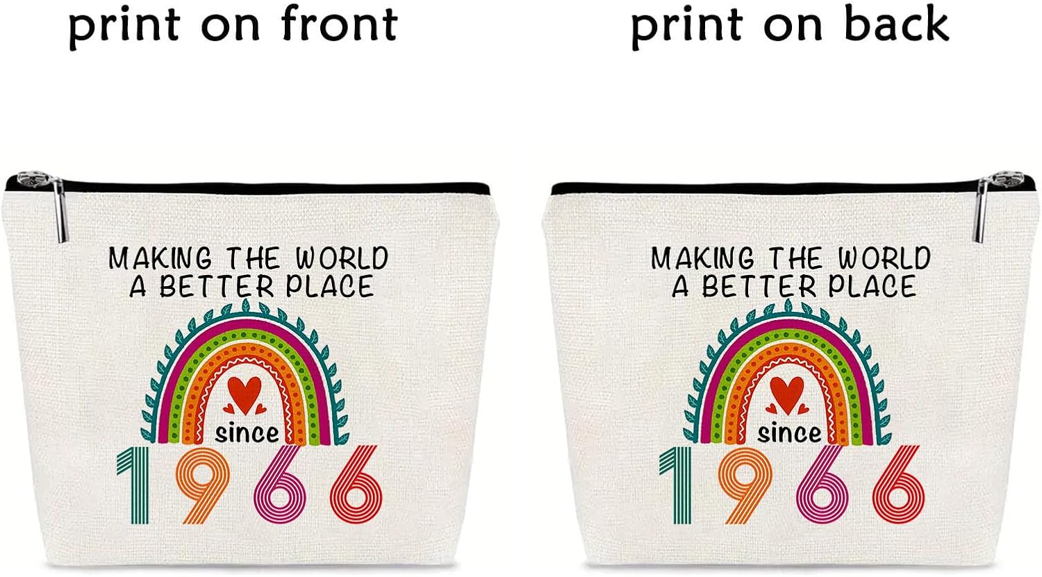 60th Birthday Decorations for Her Women, 60th Birthday Gifts for Her Makeup Bag, 1966 60 Year Old Inspirational Gift Idea Cosmetic Travel Bag for Daughter Sister Friends Aunt Retirement(1966) image 2