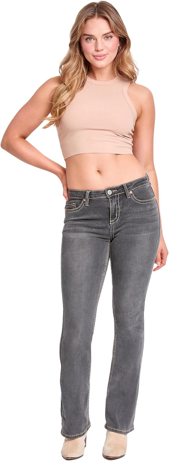 YMI Womens YMI Jeans Women's Mid Rise Heavy Stitch Embroidered Bootcut Jeans - Image 6