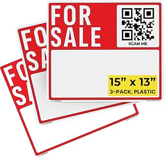 15×13 For Sale Car Sign Blank (3-Pack) - Writable Area | Weatherproof | PVC Plastic | QR App Included