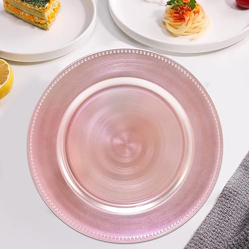 Miniatura 7 de DaCakeWS Platos de carga de cuentas metálicas de 13 pulgadas, juego de 10 placas de carga redondas de plástico a granel para bodas, cenas, bodas,