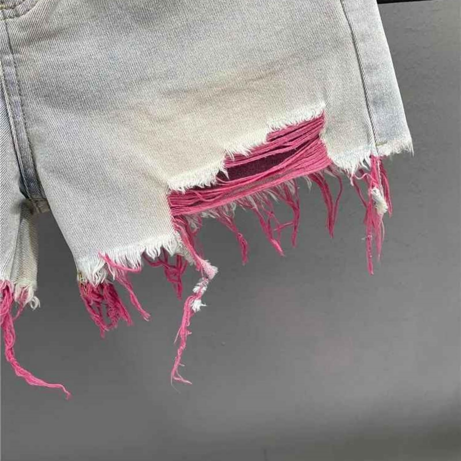 Shorts Jeans Donna Fori Donne Pantaloni in Denim Corti Estate Alta Vita Rosa A Gamba Larga Zipper Volare Femminili-Pink-l