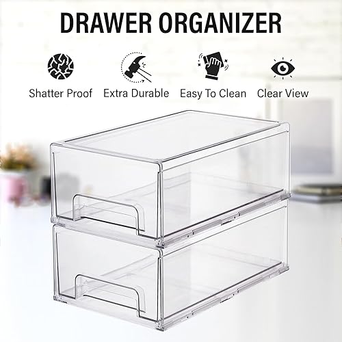 Miniatura 4 de Contenedores organizadores de cajones de plástico transparente, perfectos para organización de cocina o organización y almacenamiento de despensa,