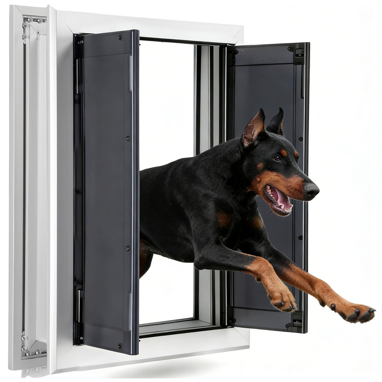 Hundeklappe Aus Aluminium Mit Paneelen, Robuste HundetüR Mit Automatisch SchließEnden Magnetklappen, Einschiebbares Paneel Und 4 SicherheitsschlöSser