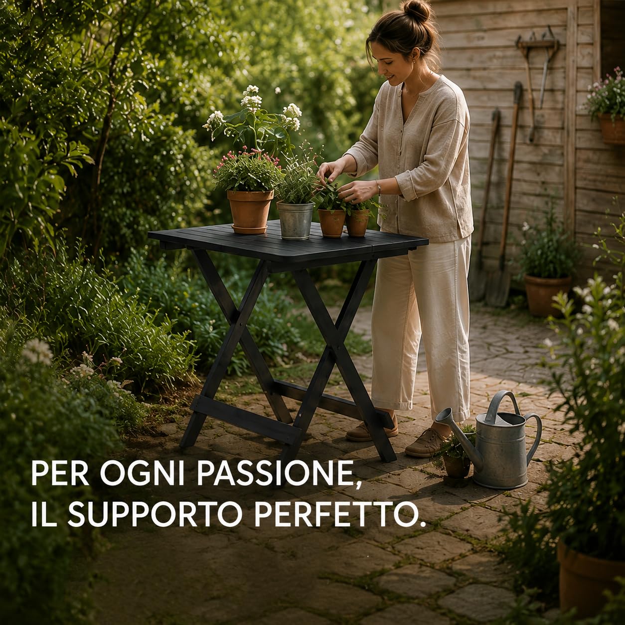 Tavolo da Giardino in Plastica Pieghevole Antracite 80x72xh70 cm Maury