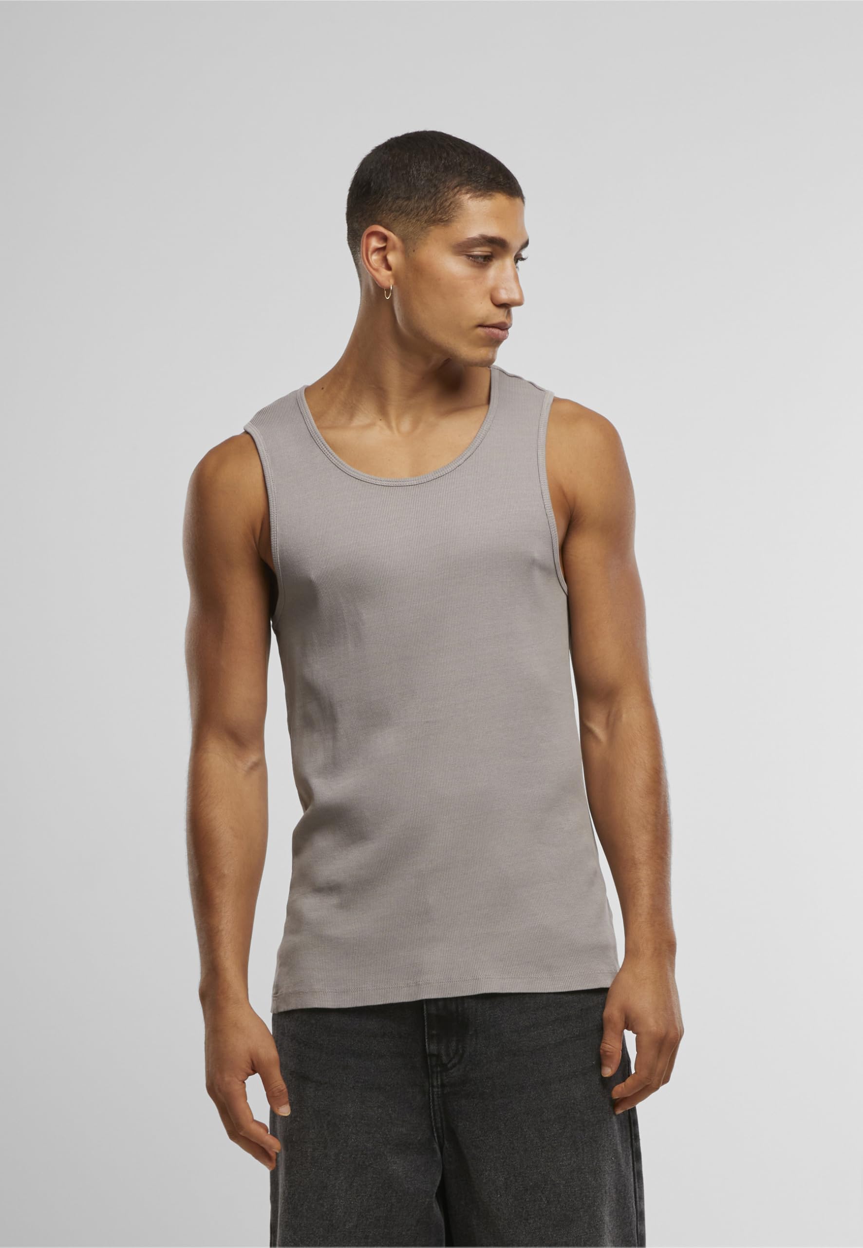 Urban Classics Męski T-Shirt Washed Rib Tanktop, prążkowany tank top dla mężczyzn, sprany sportowy tank top, rozmiary S - 5XL, steelgrey, 3XL