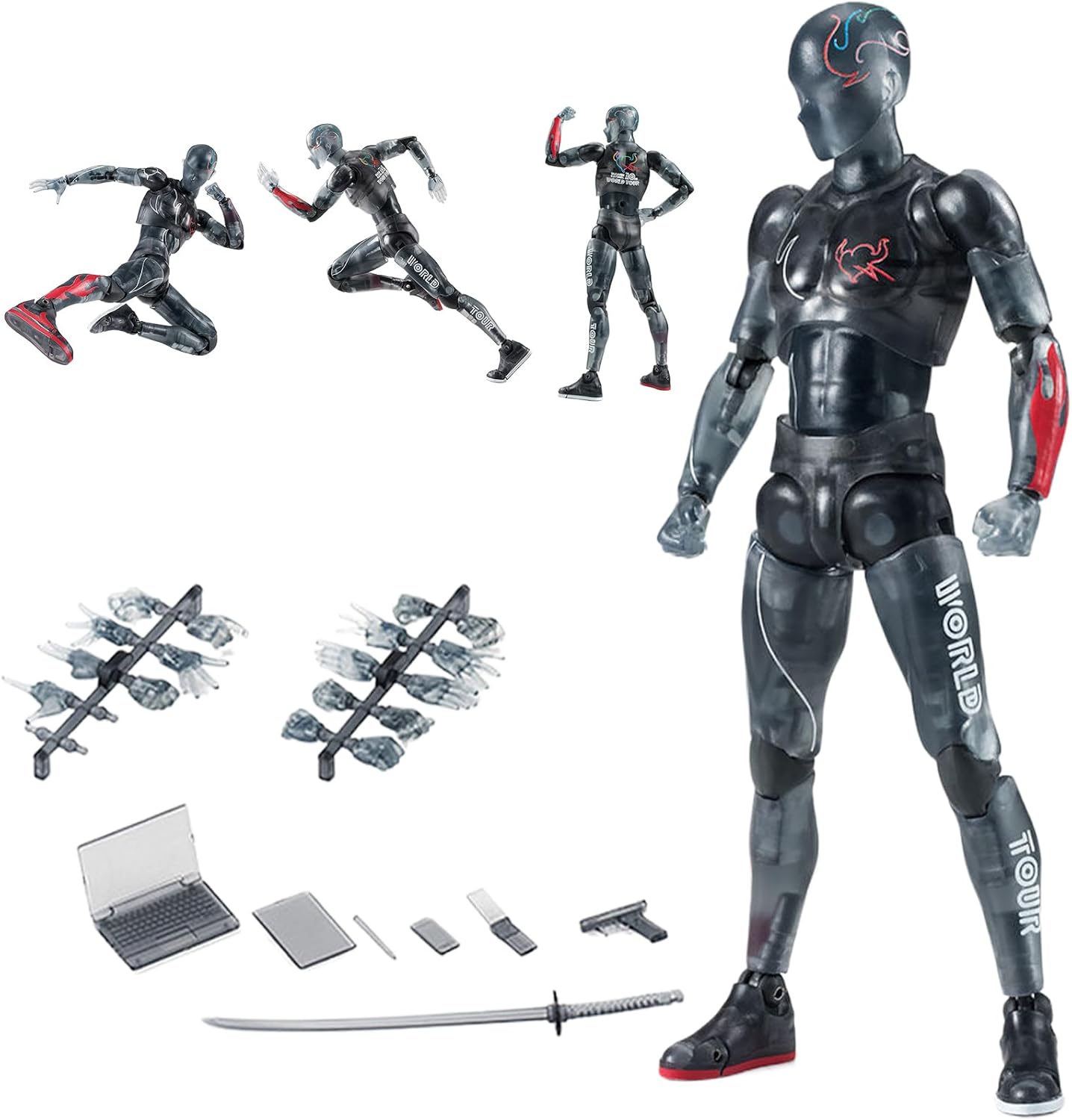 Action Figure 5.91in with Arm Accessories Movable Gestures Drawing Mannequin Poseable Body for Tabletop Display Shelf Male