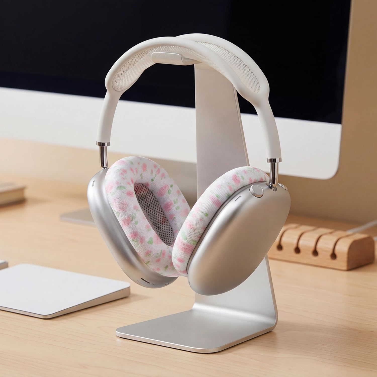 WC PadZ Max – Ear Cushions Compatible with AirPods Max 1 & 2, Made by Wicked Cushions | Soft Fabric, Enhanced Comfort & Unique Style | Floral