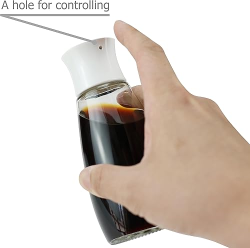 Miniatura 4 de EIKS 2 juegos de dispensador de salsa de soja de vidrio, vinagre de aceite con boquilla antigoteo para aderezo de ensalada, barbacoa, sushi,