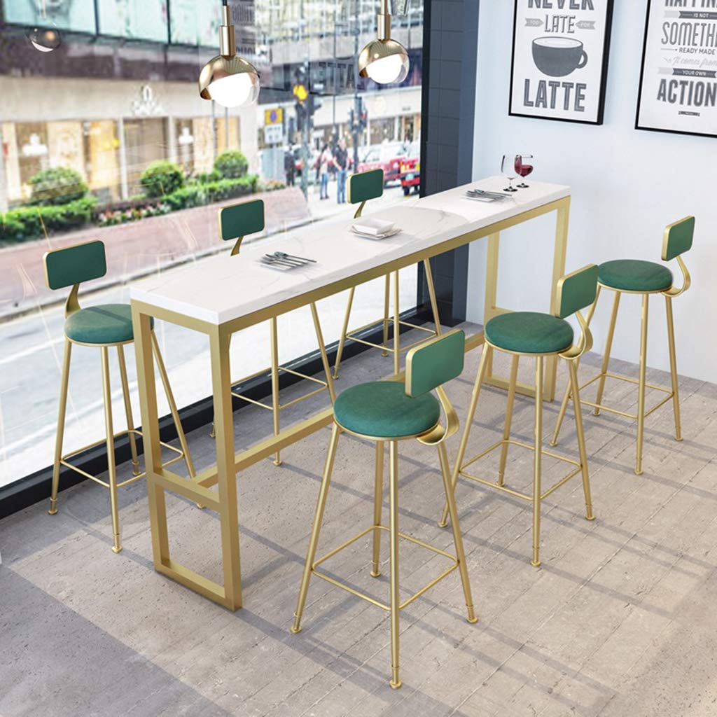 Silla de comedor café con respaldo, cojín de terciopelo gris, patas de metal dorado, altura del asiento 74,9 cm