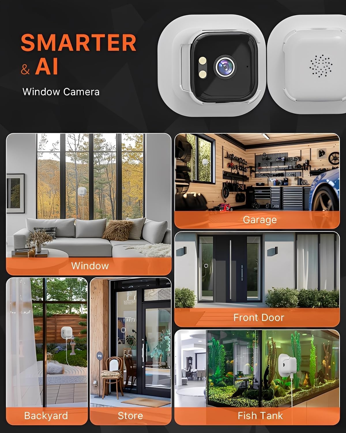 Caméra de Surveillance WiFi Intérieure 2K 3MP, Caméra Fenêtre Anti-Reflet IA, Vision Nocturne Couleur, Détection Mouvement PIR, 2.4G/5G Enregistrement 24/7, Compatible Alexa Installation sans Perçage