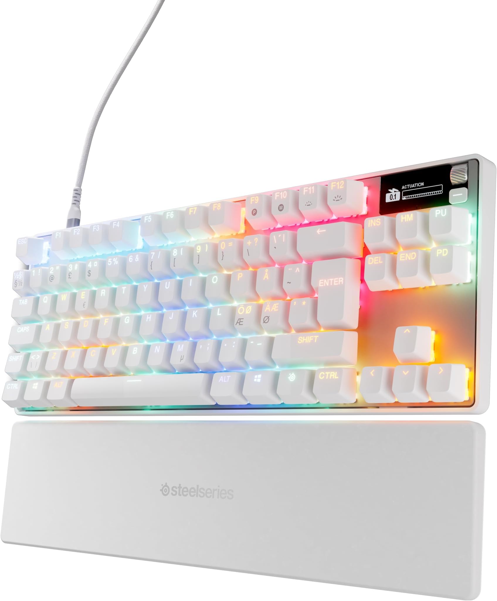 SteelSeries Apex Pro TKL Gen 3 - White Gaming Keyboard - Adjustable Hall Effect Switches; OmniPoint 3.0 - Game-Ready Presets - Rapid Trigger, Protection Mode, Rapid Tap/SOCD - Nordic QWERTY