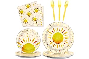 96 Pieces Boho Sun plates and napkins Sunshine Birthday Party Supplies