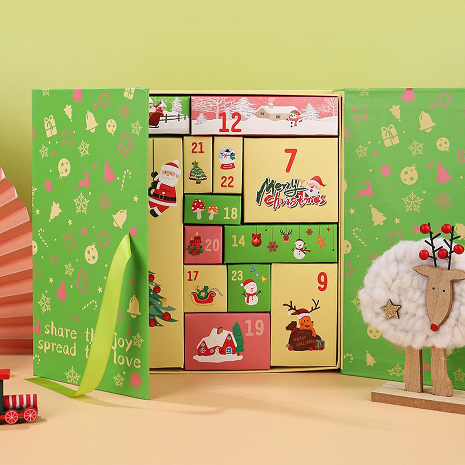 Calendario De Adviento Reutilizable Tarjeta Manuscrita Para Recuerdos | Adviento Vacía para Llenar 24 Días 2025 para Niños Adultos Dulces Joyería Papelería Chocolate Escritorio