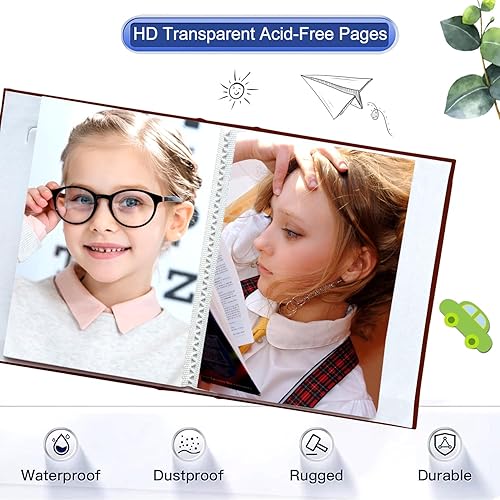 Miniatura 4 de Zoview Art Álbum de fotos pequeño portátil de 4 x 6 pulgadas, cada 28 páginas transparentes con capacidad para 56 imágenes, mini álbumes de piel