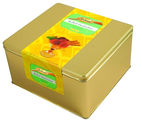 Roland Foods Galletas de Gaufrettes enrolladas, alimentos importados especiales, lata de 44 onzas, paquete de 1