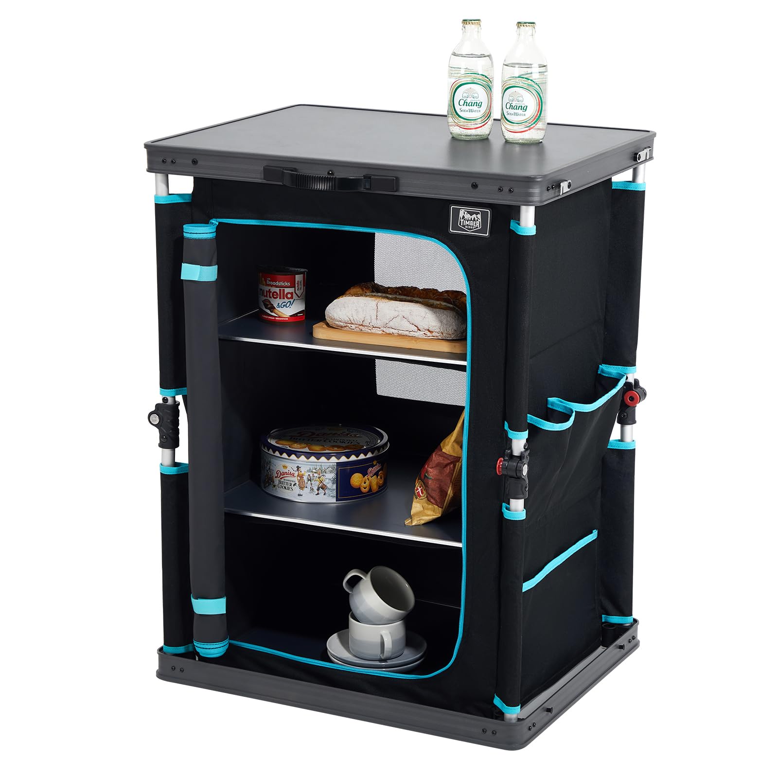 TIMBER RIDGE Campingschrank faltbar Campingküche klappbar Auto Faltschrank Küchenbox Klappschrank All-in-one tragbar mit Tragetasche