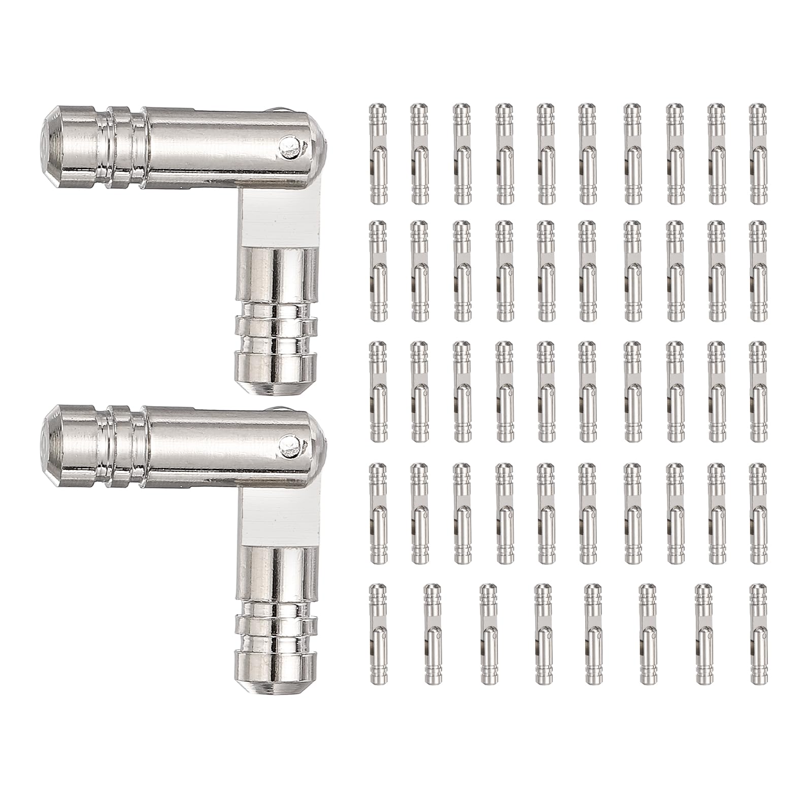 sourcing map 50 Pcs Barrel Hinges, 5 x 30 mm Jewelry Box Hinges Folding Concealed Brass Cylinder Hidden Barrel for Wooden Music Boxes Small Woodworking Projects Cabinet Doors, Silver