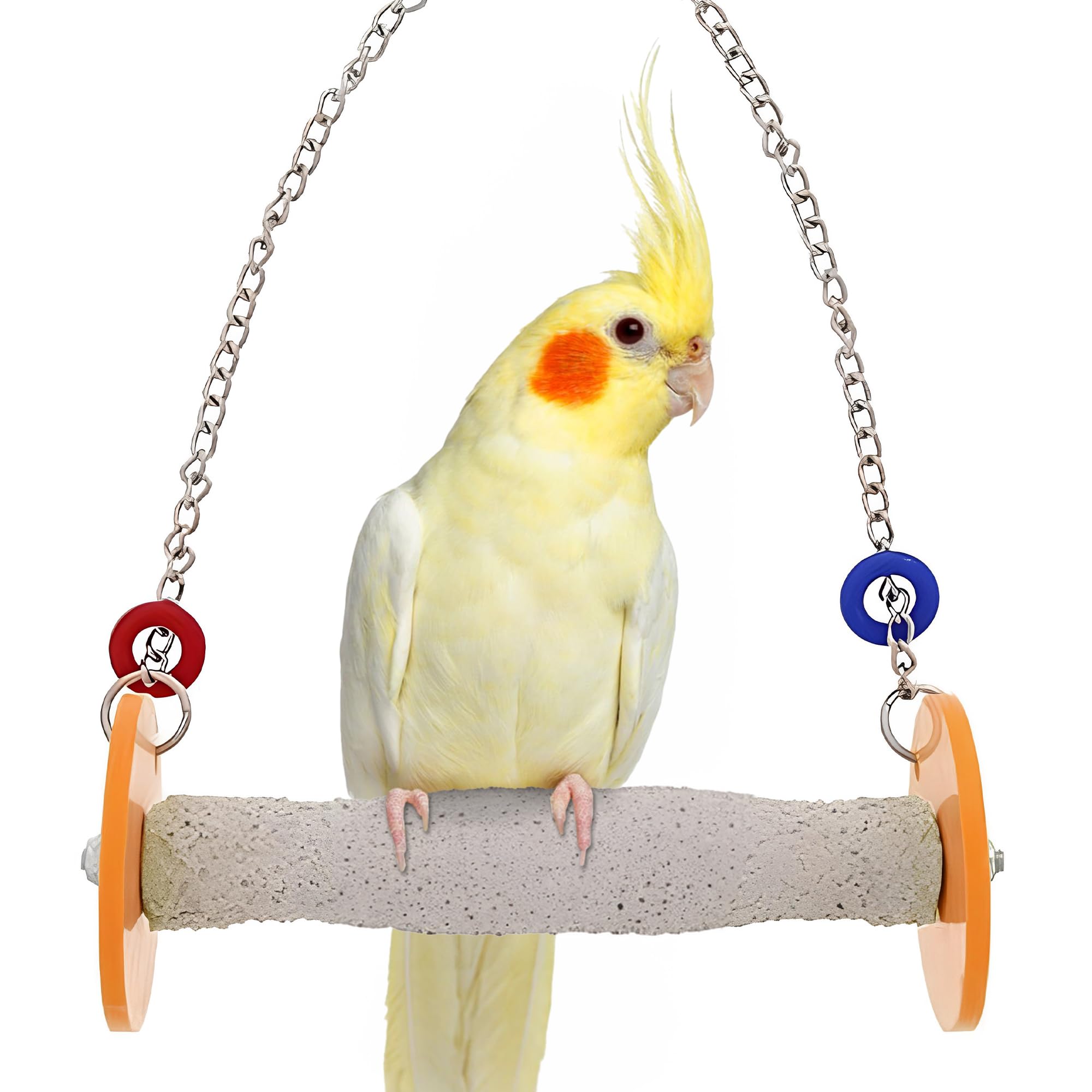 Sweet Feet and Beak Roll Bird Swing - Pumice Perch Bird Toys Trims Nails and Beaks, Safe and Non-Toxic Bird Cage Accessories for Small and Large Birds, Swinging Toys Birds Will Love, XSmall 4.5 Inches