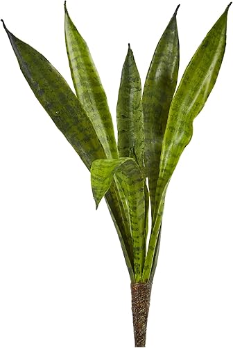 Nearly Natural Sansevieria - Juego de 6 plantas artificiales de serpiente artificiales de 20 pulgadas para decoración interior del hogar con estacas