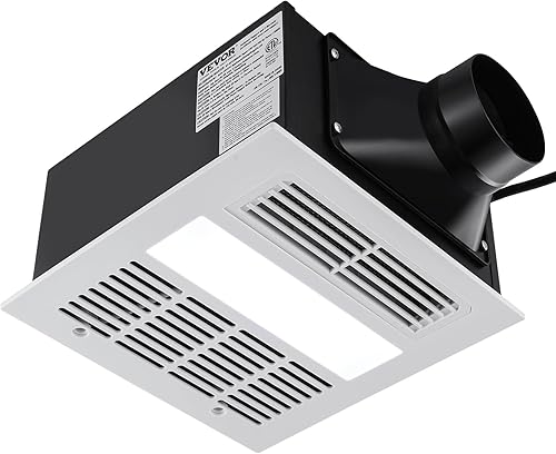 Miniatura 9 de VEVOR Extractor de baño, calefacción de 1500 W, ventilación de alta eficiencia de 110 CFM, funcionamiento de bajo ruido de 1.5 sonidos, ventilador