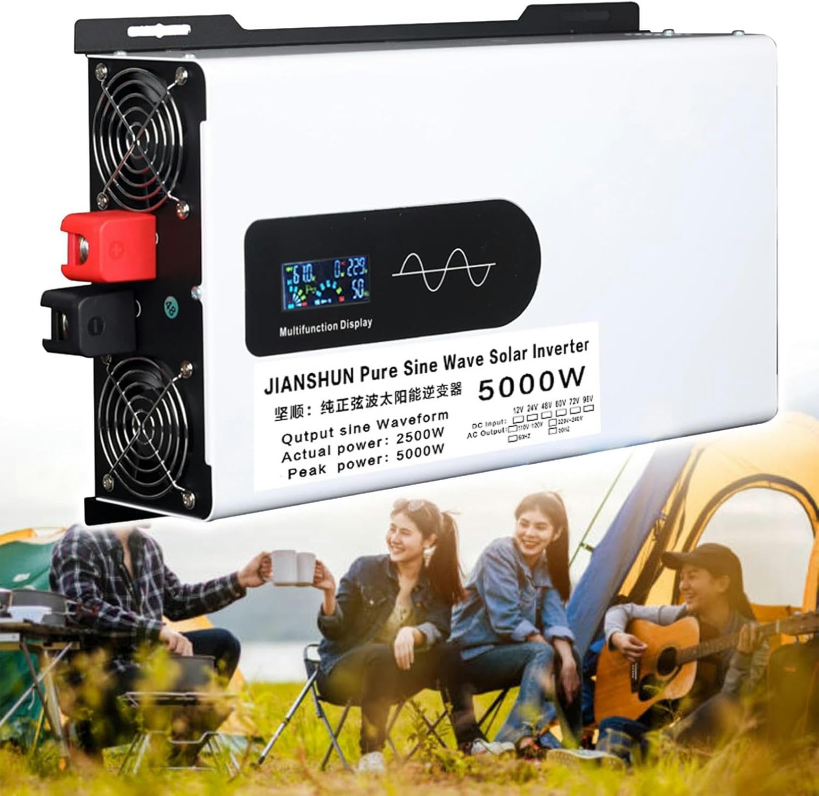 Onduleur pure sinus 5000W convertisseur 12V 24V 48V pour alimentation de secours de maison