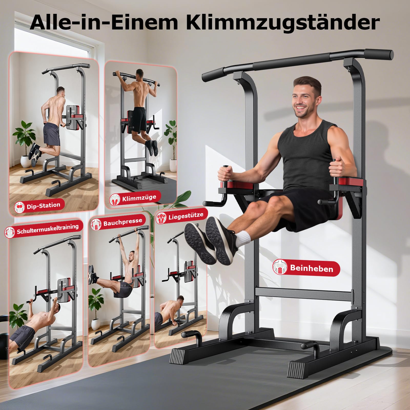 Barra per trazioni, stazione di trazione, con cavo integrato, 204,1 kg, multifunzione, regolabile in altezza, attrezzatura per allenamento di forza per palestra a casa