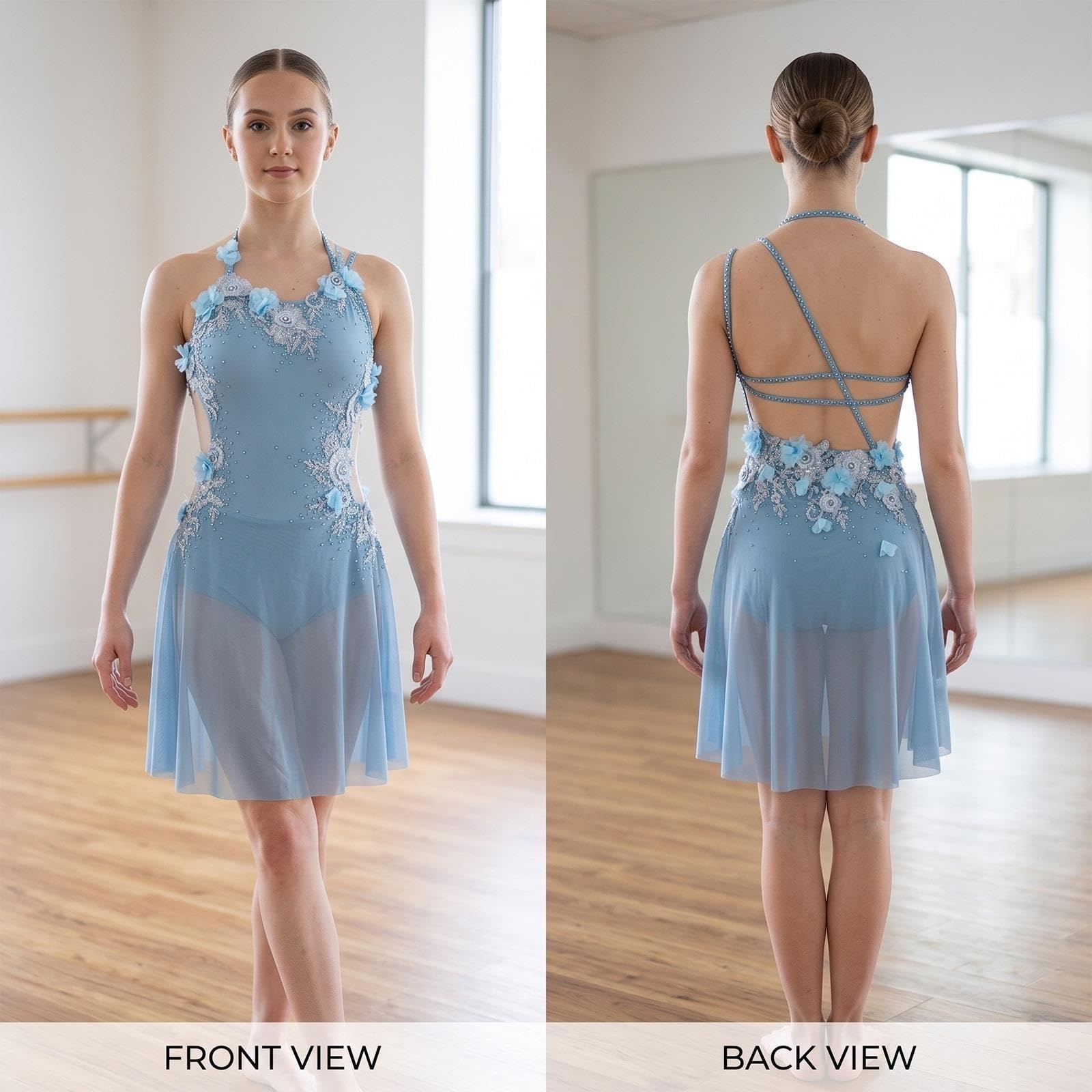 Vestido de danza lírica con pedrería for mujer y adolescente