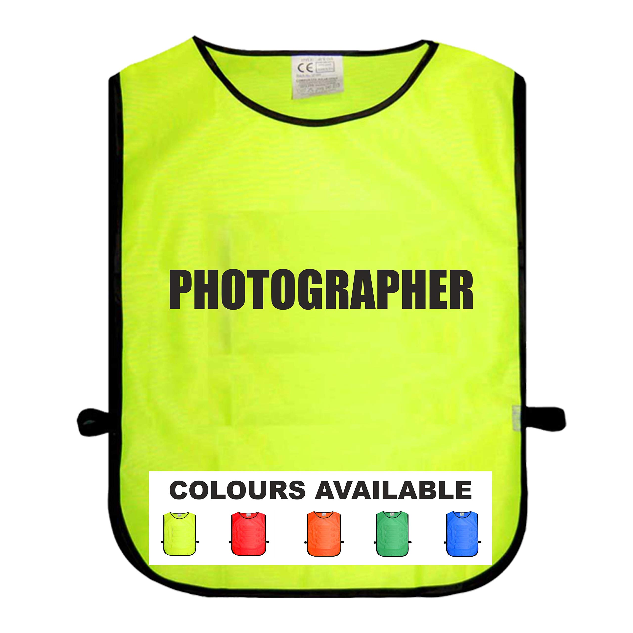 Brook Hi Vis Uk Unisex Yellow Photographer Tabard, Adult One Size Fits All, Available In Five Different Bright Colours