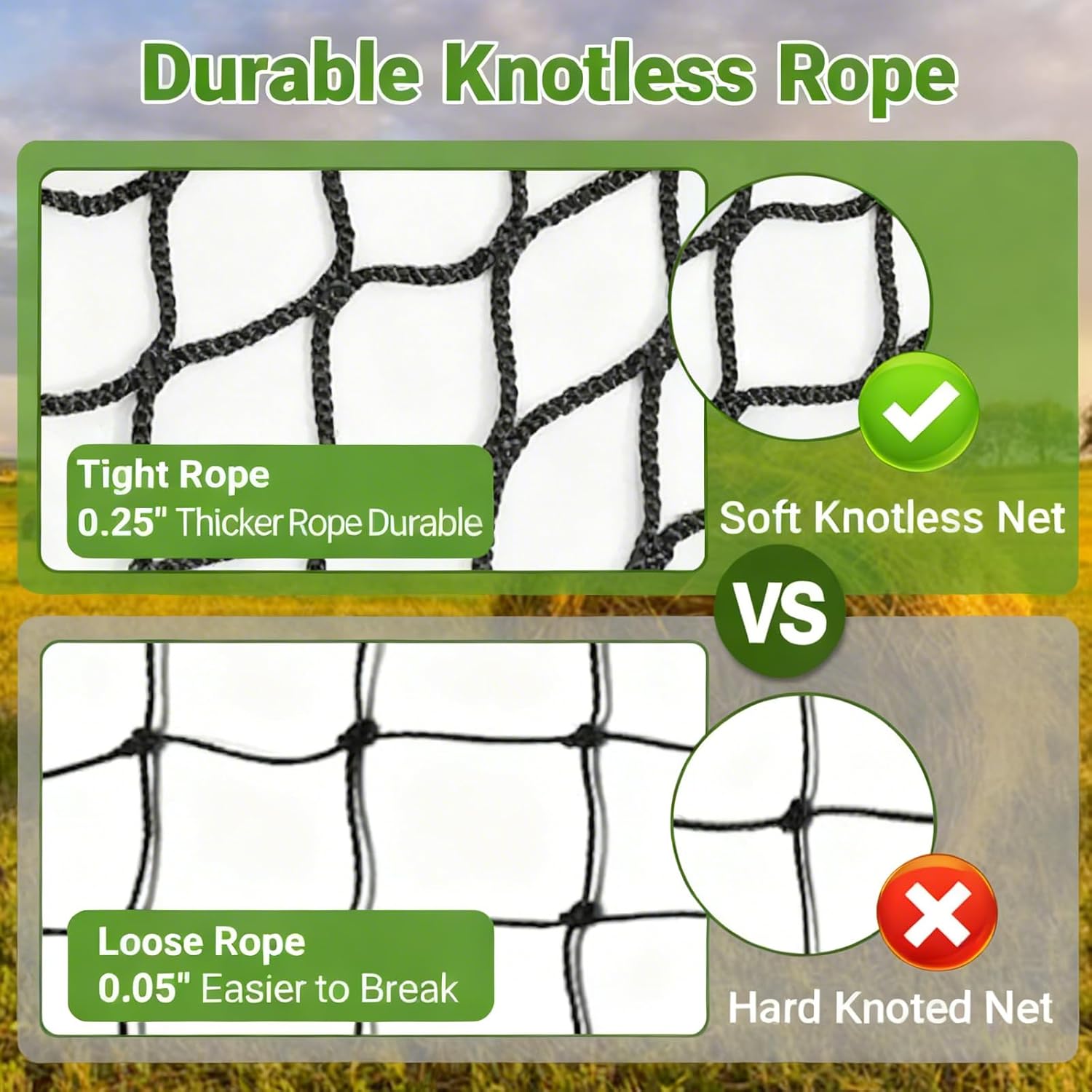 5x6 ft Round Bale Hay Net Large Slow Feed Hay Net for Horses Goat Livestock, Knotless Sturdy Whole Bale Feeder with 1.57" Holes Duty Large Hay Net for Horses,Goats, Sheep