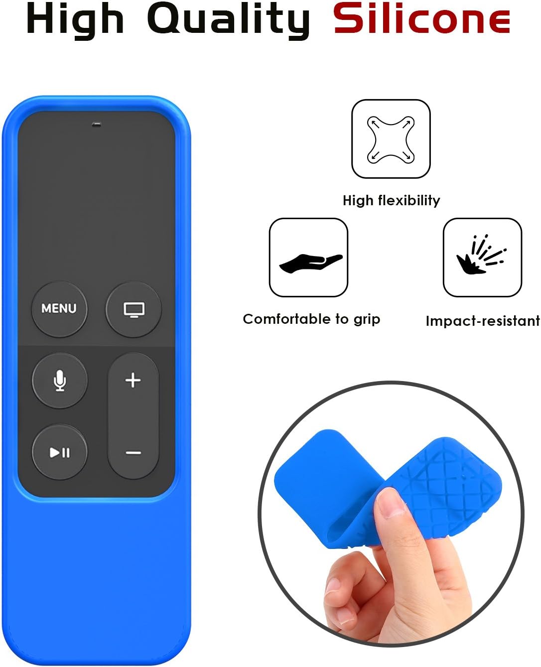TiMOVO Protective Case Compatible for Apple TV 4K/4th Gen Remote, Anti Slip & Shock Proof Skin, Lightweight Soft Silicone Cover Fit Apple TV 4K Siri Remote Controller - Blue