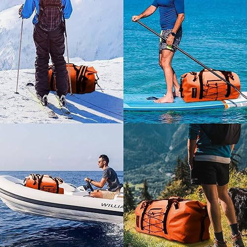 Miniatura 7 de 80L Dry Bag Large Waterproof Bag Roll-Top Heavy Duty Fishing Duffel Bag with Durable Straps & Handles for Kayaking Paddle boarding Boating Rafting