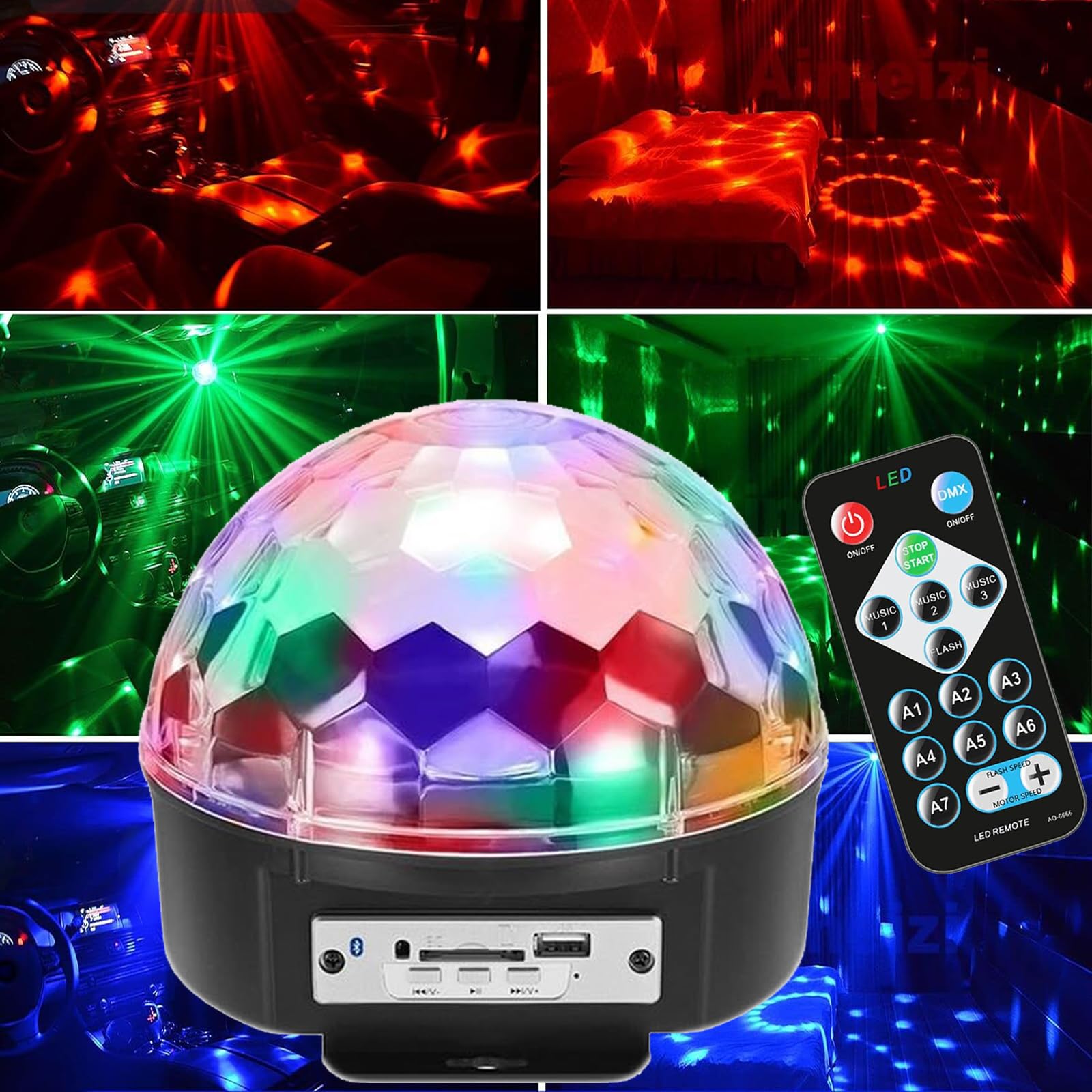 PrimePicks™ Disco Ball Dj Strobe Light with 12 Colors, Sound Activated Big-Size Magic Stage Party Light with Remote Control for Home Room Dance Parties Birthday Wedding Show Club Decorations