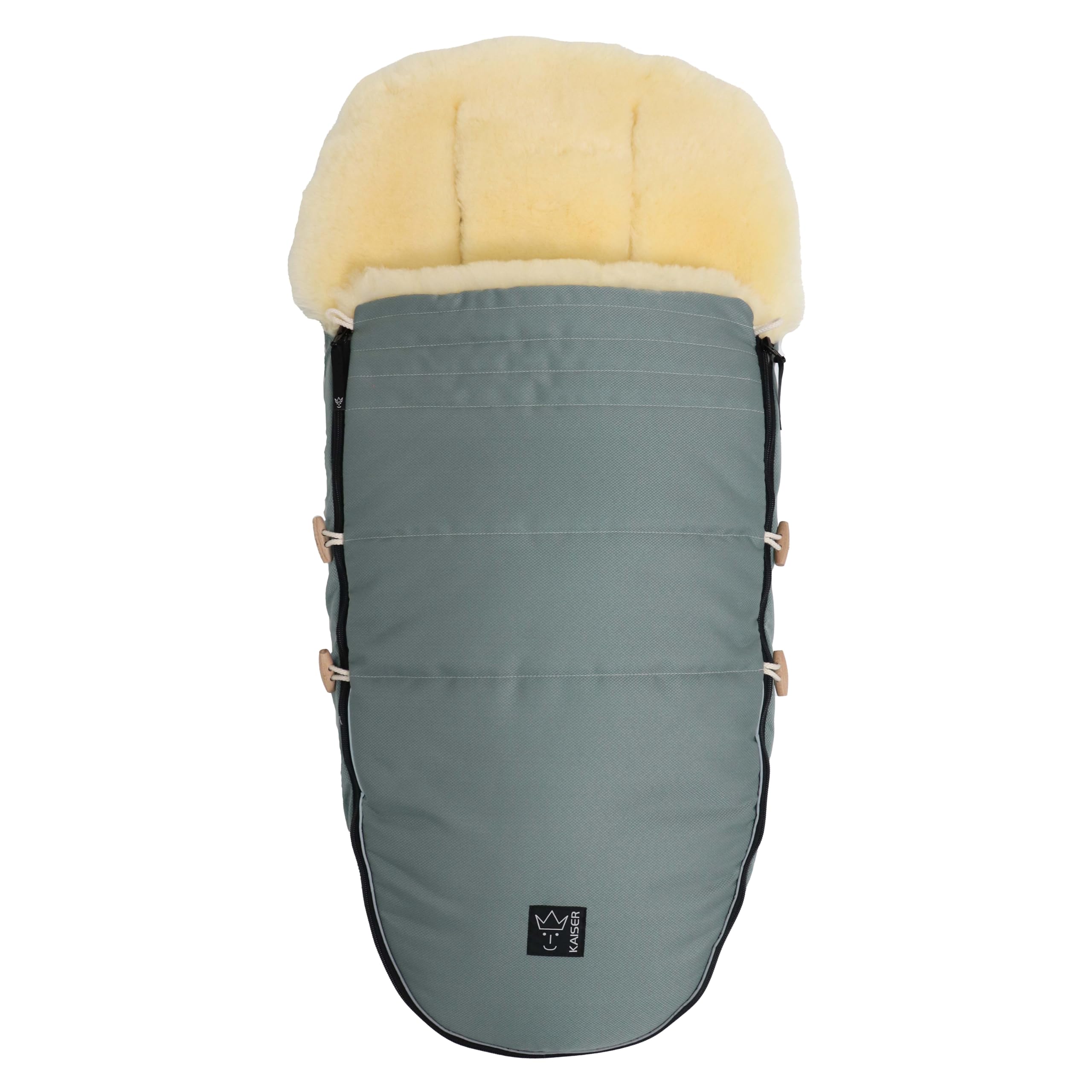 Kaiser 6544586 Lammfell Fußsack "LOVE THE NATURE" Farbe: slit green