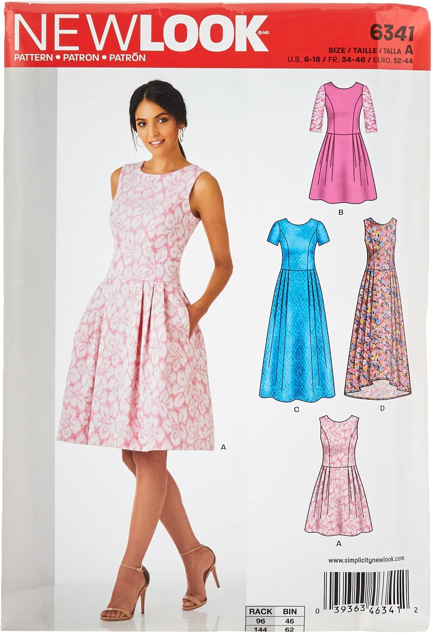 New Look Patterns UN6341A Misses' Dress, A (6-8-10-12-14-16-18)