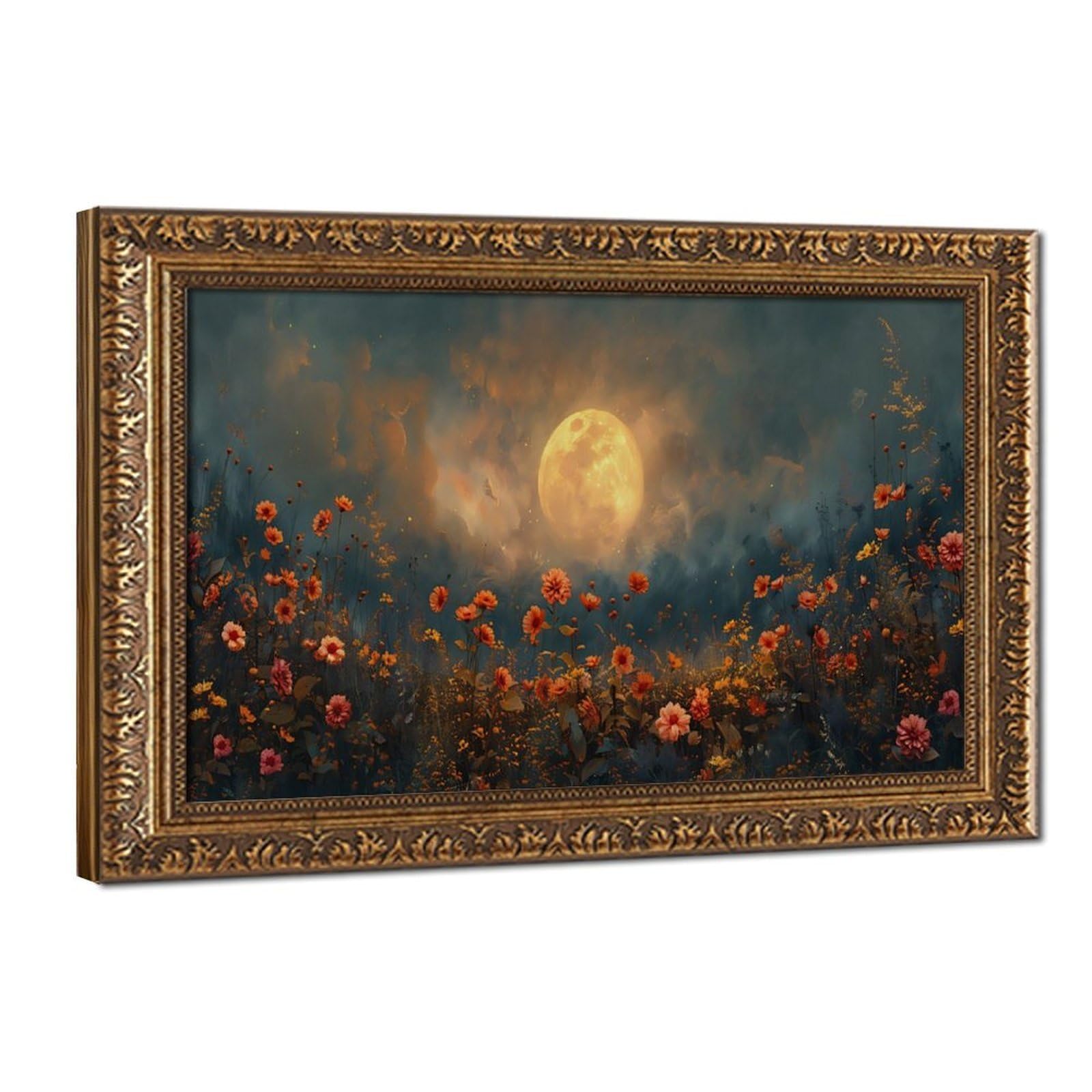 Bareronor Moonlit Wildflower Poster Canvas Poster Bedroom Decor Landscape Office Room Decor Gift 16" L X 24" W