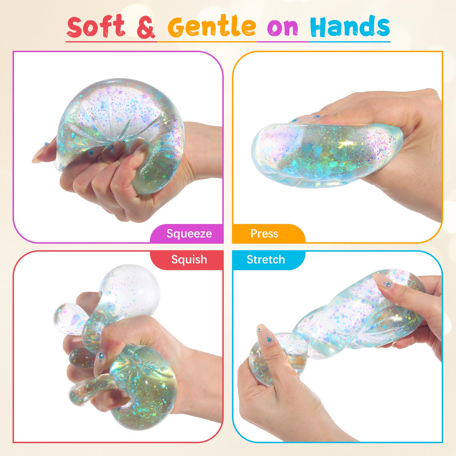 Sugar Glitter Dumpling Squishy,Viral Bao Bun Squishy Dumling Mystery Box,Stress Relief Fidget Squeeze Toy for Holiday & Birthday Gifts (Golden) — view 3