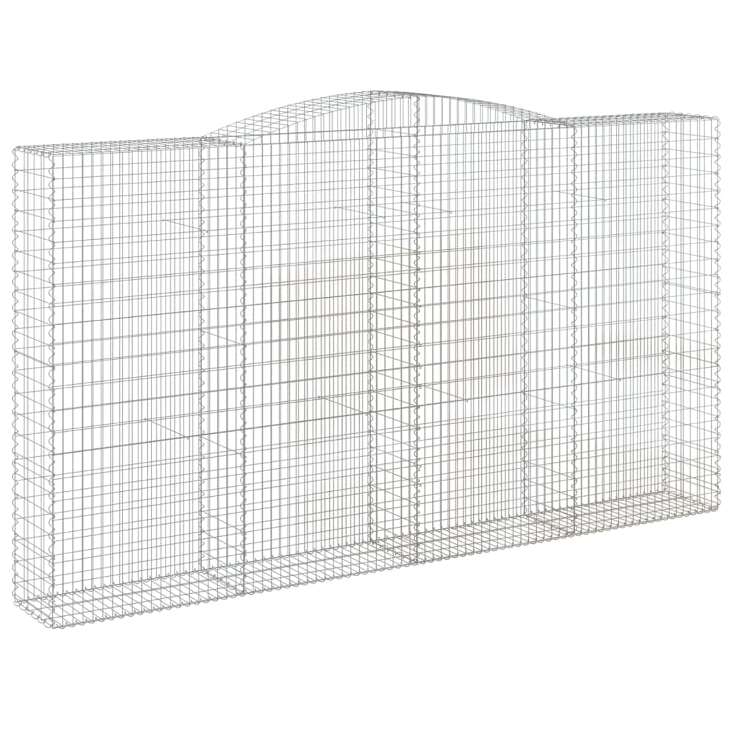 Gabionen mit Hochbogen 2 STK verzinktes Eisen 400x50x220/240 cm Gartendeko, schalldämmende Gartenbarriere, wetterfest für Terrasse Balkon Vorgarten