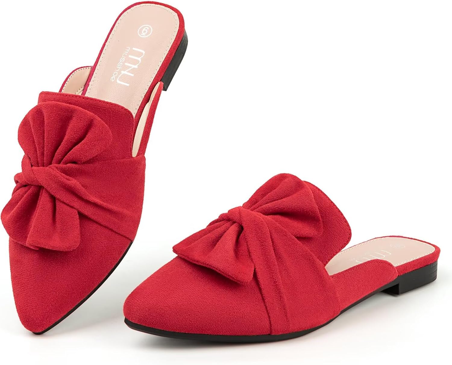 MUSSHOE All-Season Women's Mules:Pointed Toe Backless Loafers:Comfortable Slip-on Dressy Casual Office Business Flat Shoes for Working Women Aged 25-45