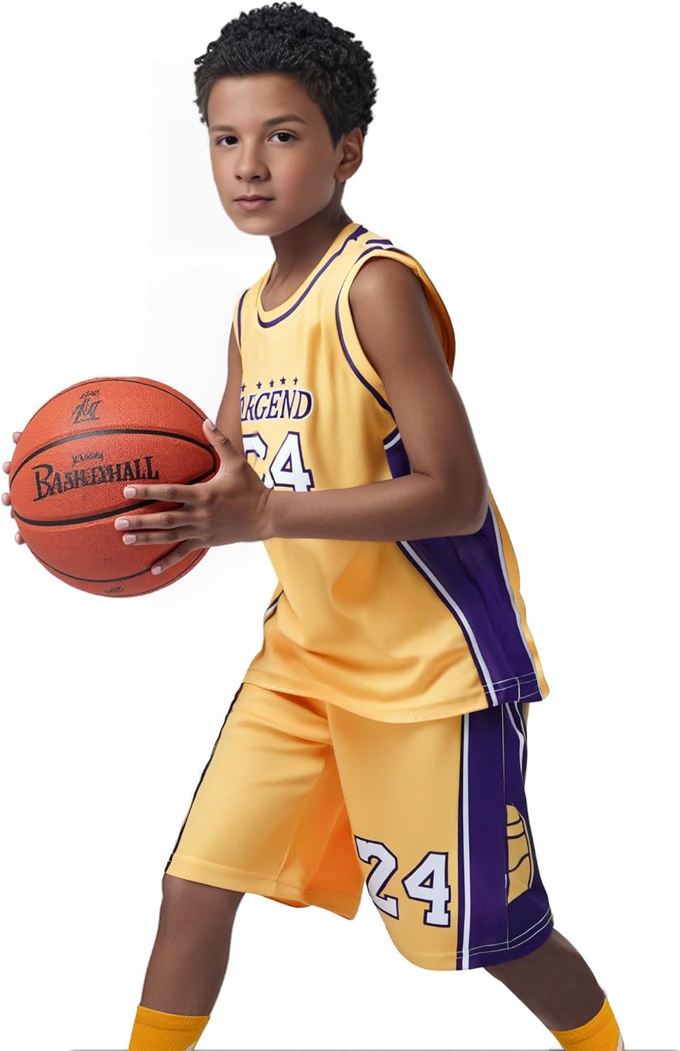 Kids Basketball Jerseys #24 Mesh Sleeveless Tank Top Shorts Socks for Boys Girls 3PC Athletic Training Uniforms - Image 2