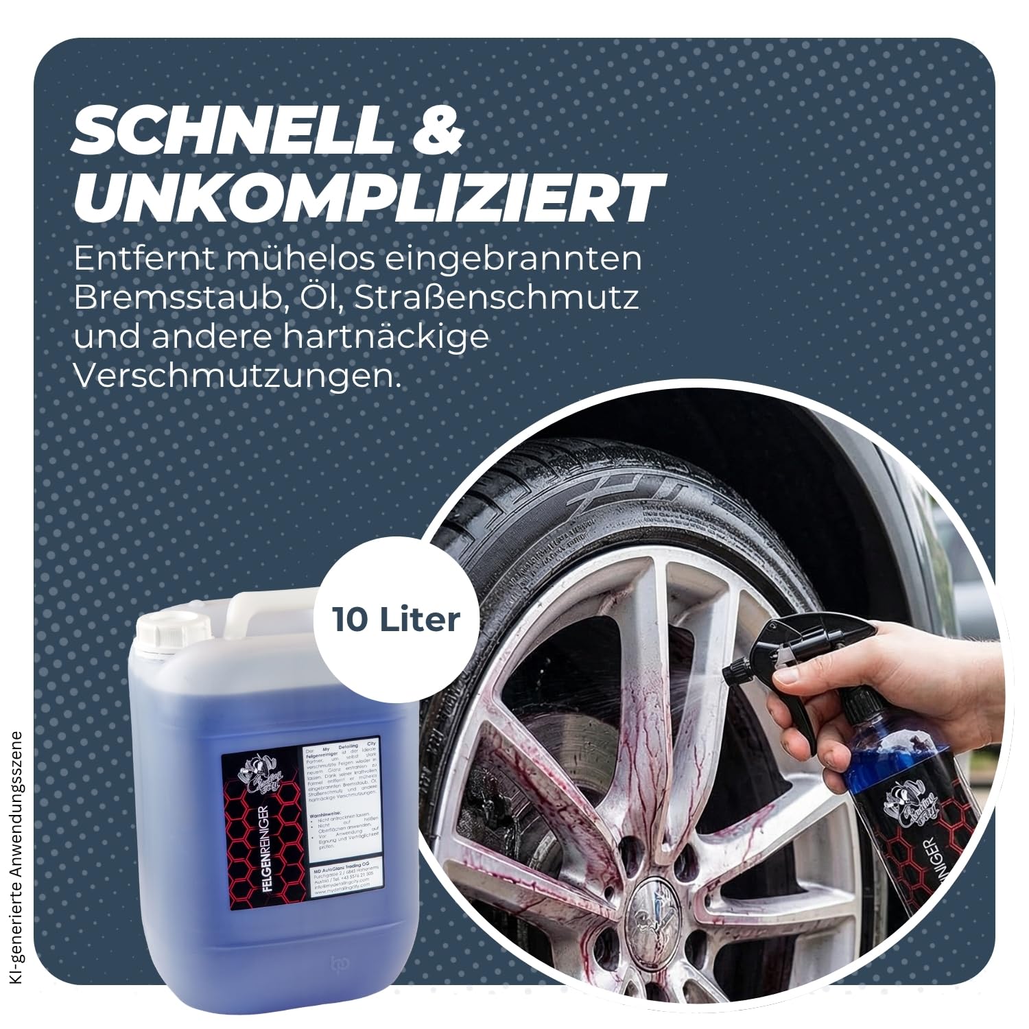 Felgenreiniger 5L - Kraftvolle Bremsstaub- & Schmutzentfernung - Farbindikator - Säurefrei & materialschonend