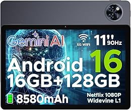 DOOGEE U11 Android 16 Tablet 11 Zoll Gemini AI 16GB RAM +128GB ROM (2TB TF) 8580mAh Gaming Tablet Unisoc T7200 Octa-Core 13MP+5MP Tablets PC 2.4G+5G WLAN GMS/ WidevineL1/ 3.5mm Audio/GPS/Face ID/OTG