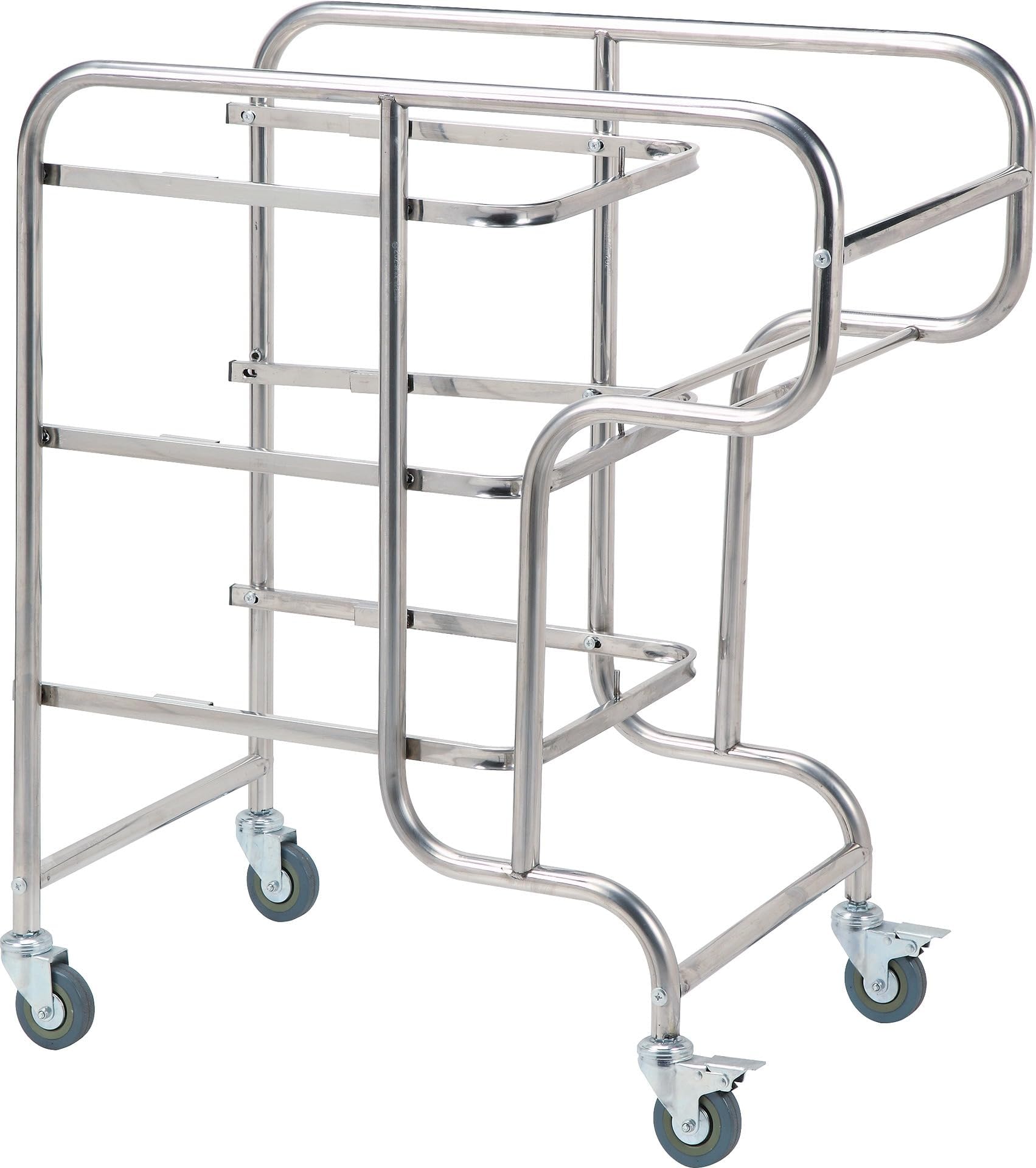 Carro de transporte de acero inoxidable de 3 niveles con bandejas y bañeras, carrito de catering comercial con ruedas giratorias